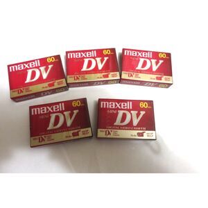 LOT OF 5 MAXWELL MINI DV60 MINUTE DIGITAL V IDEO CASSETTES SEALED PACKAGES